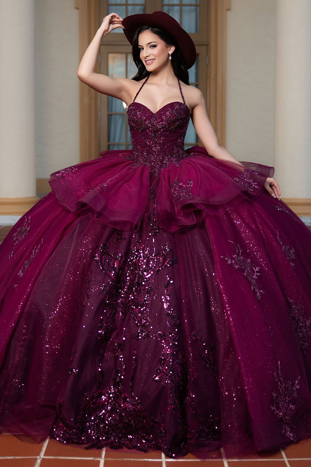 Vizcaya by Mori Lee 4080056 - Halter Strap Beaded Quinceneara Gown