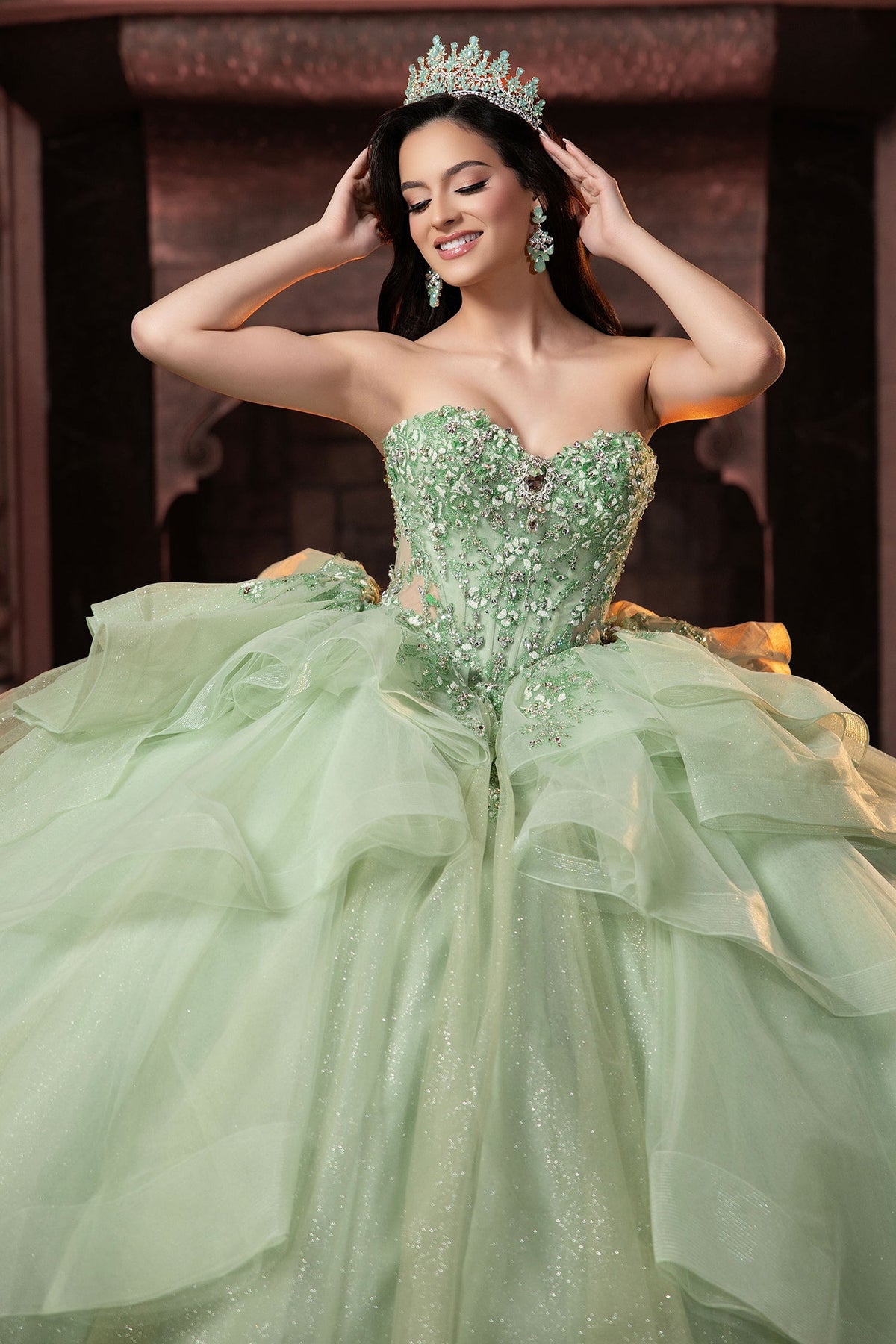 Vizcaya by Mori Lee 4080066 - Ruffled Skirt Embellished Quinceanera Gown