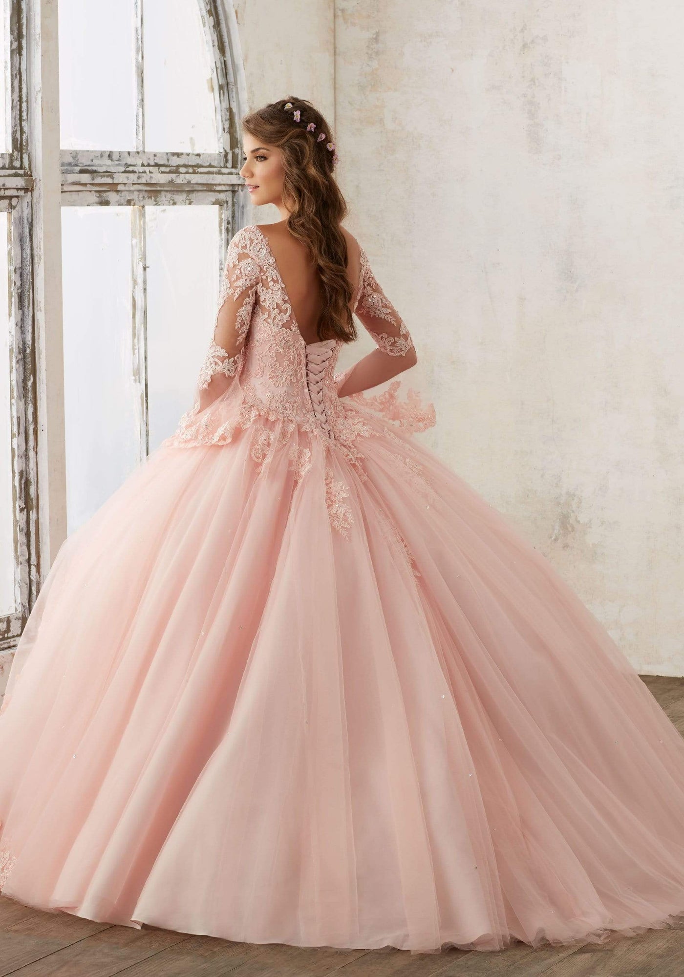 Vizcaya by Mori Lee - 60015 Sheer Bell Sleeve Embroidered Ballgown Quinceanera Dresses