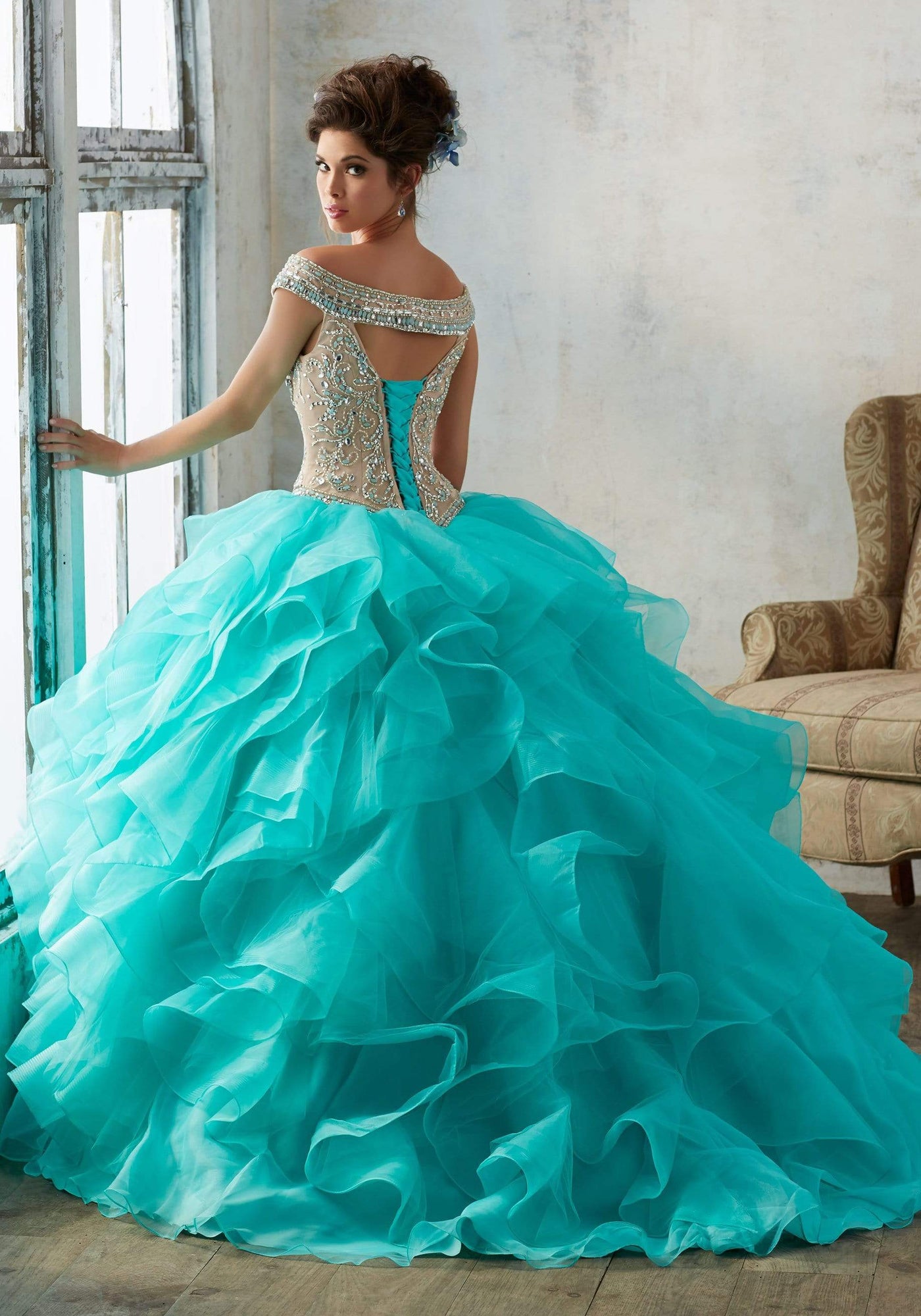 Vizcaya by Mori Lee - 89138 Jeweled Off Shoulder Organza Ballgown Quinceanera Dresses