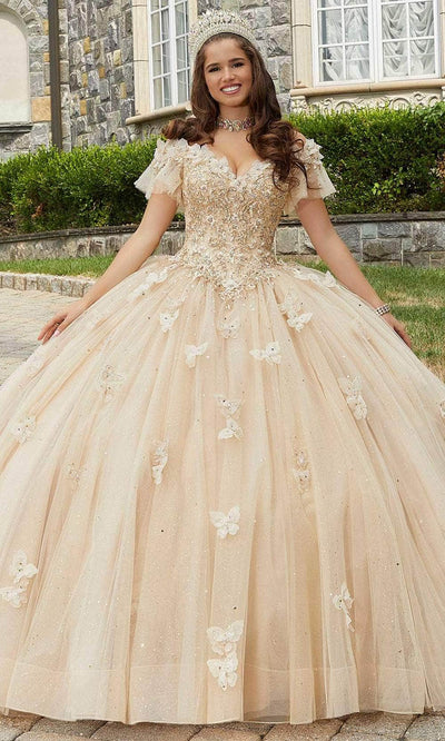 Vizcaya by Mori Lee 89404 - Ruffle Sleeves Embellished Ballgown Ball Gowns