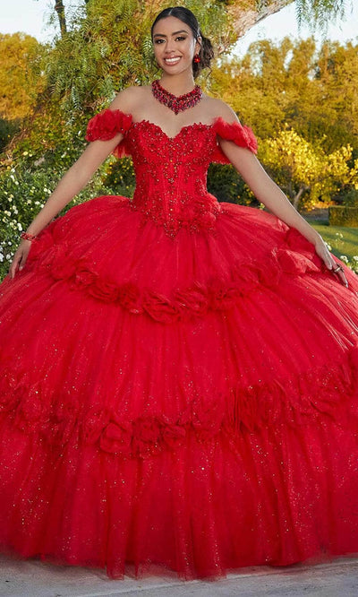 Vizcaya by Mori Lee 89433 - Floral Embellished Quinceanera Ballgown Quinceanera Dresses 00 /  Scarlet