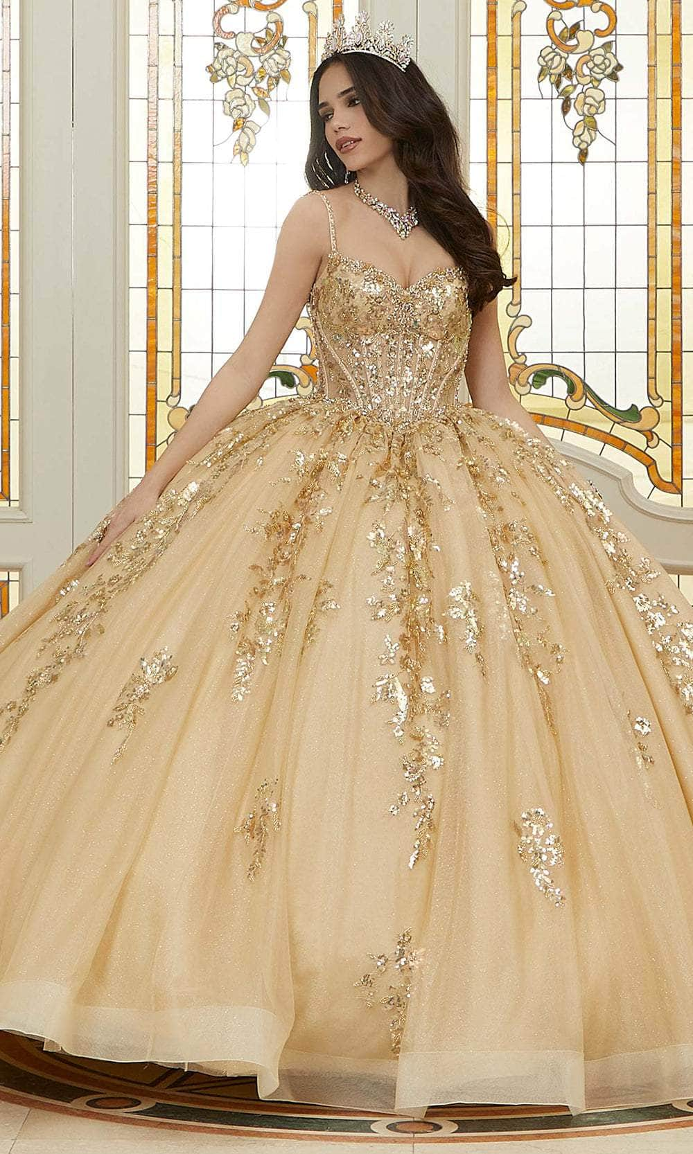 Vizcaya by Mori Lee 89472 - Sequin Embellished Quinceanera Ballgown Quinceanera Dresses 00 /  Gold