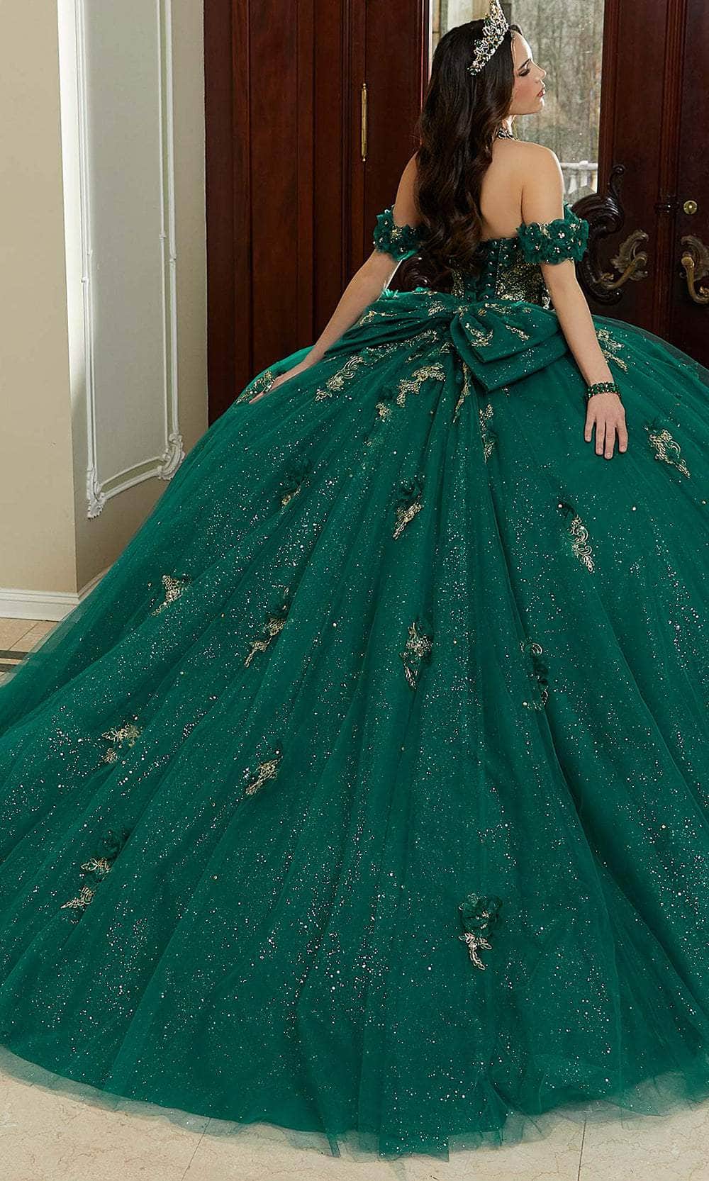 Vizcaya by Mori Lee 89473 - Long Sparkle Tulle/Metallic Lace Ballgown Dress - Plunging Bodice with Sheer Inset, Three-Dimensional Flowers, Metallic Vizcaya by Mori Lee 89473 - Long Sparkle Tulle/Metallic Lace Ballgown Dress - Plunging Bodice with Sheer Inset, Three-Dimensional Flowers, Metallic
