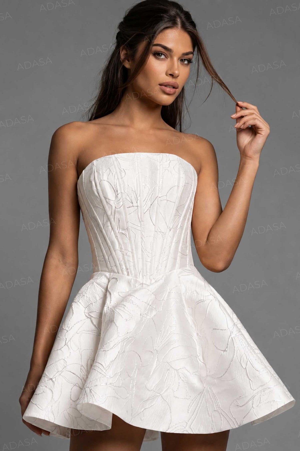 Jovani 51709 - Fit and Flare Brocade Strapless Dress