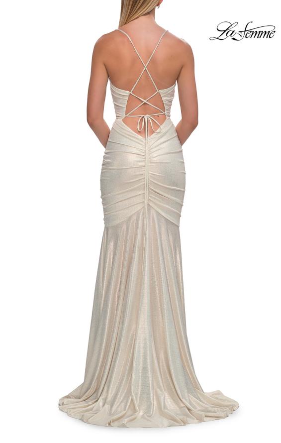 La Femme 33412 - Lace-Up Back Mermaid Dress with Ruching