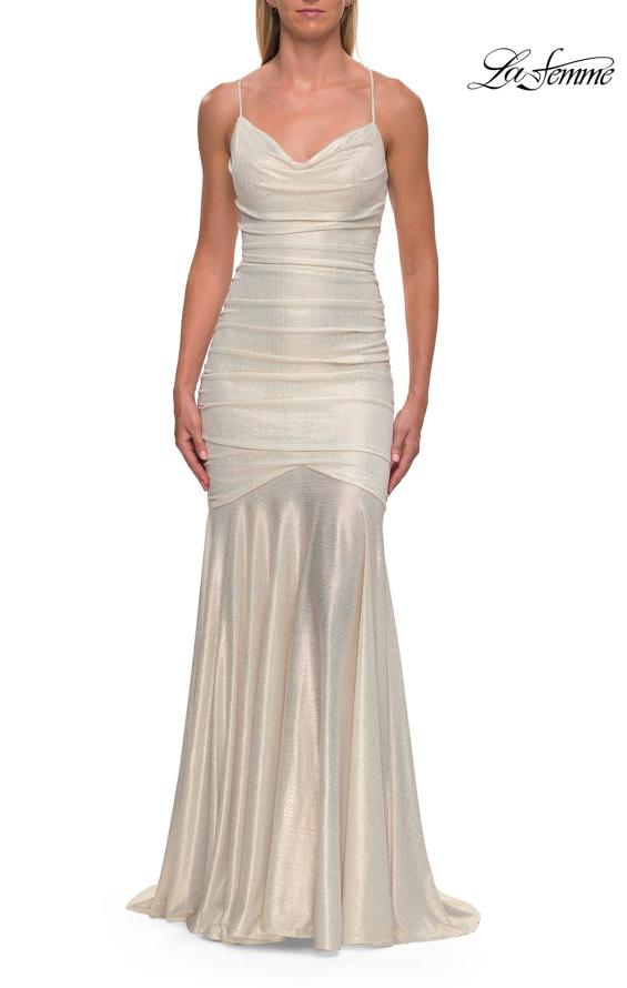 La Femme 33412 - Lace-Up Back Mermaid Dress with Ruching