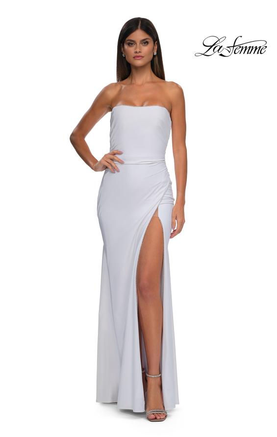 La Femme 32360 - Straight Neck High Slit Prom Gown