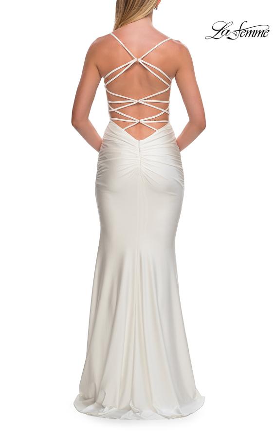 La Femme 33723 - Surplice V-Neck Fitted Ruched Gown Prom Dresses
