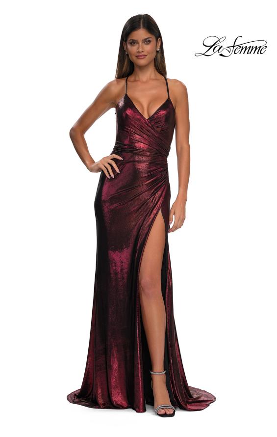 La Femme 32884 - Jersey  Faux Wrap Prom Gown