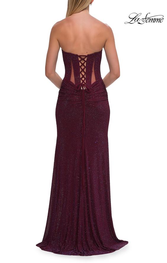 La Femme 33327 - Lace-Up Back Beaded Sheath Gown Prom Dresses