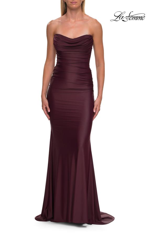 La Femme 33415 - Classic Strapless Long Ruched Dress