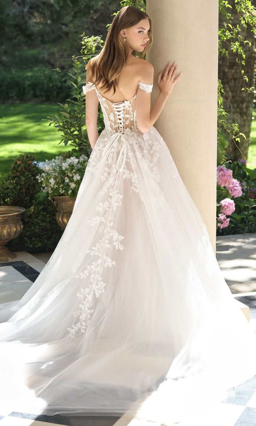 Andrea and Leo WL057 - Plunging Neck Romantic Lace Bridal Gown Ball Gowns