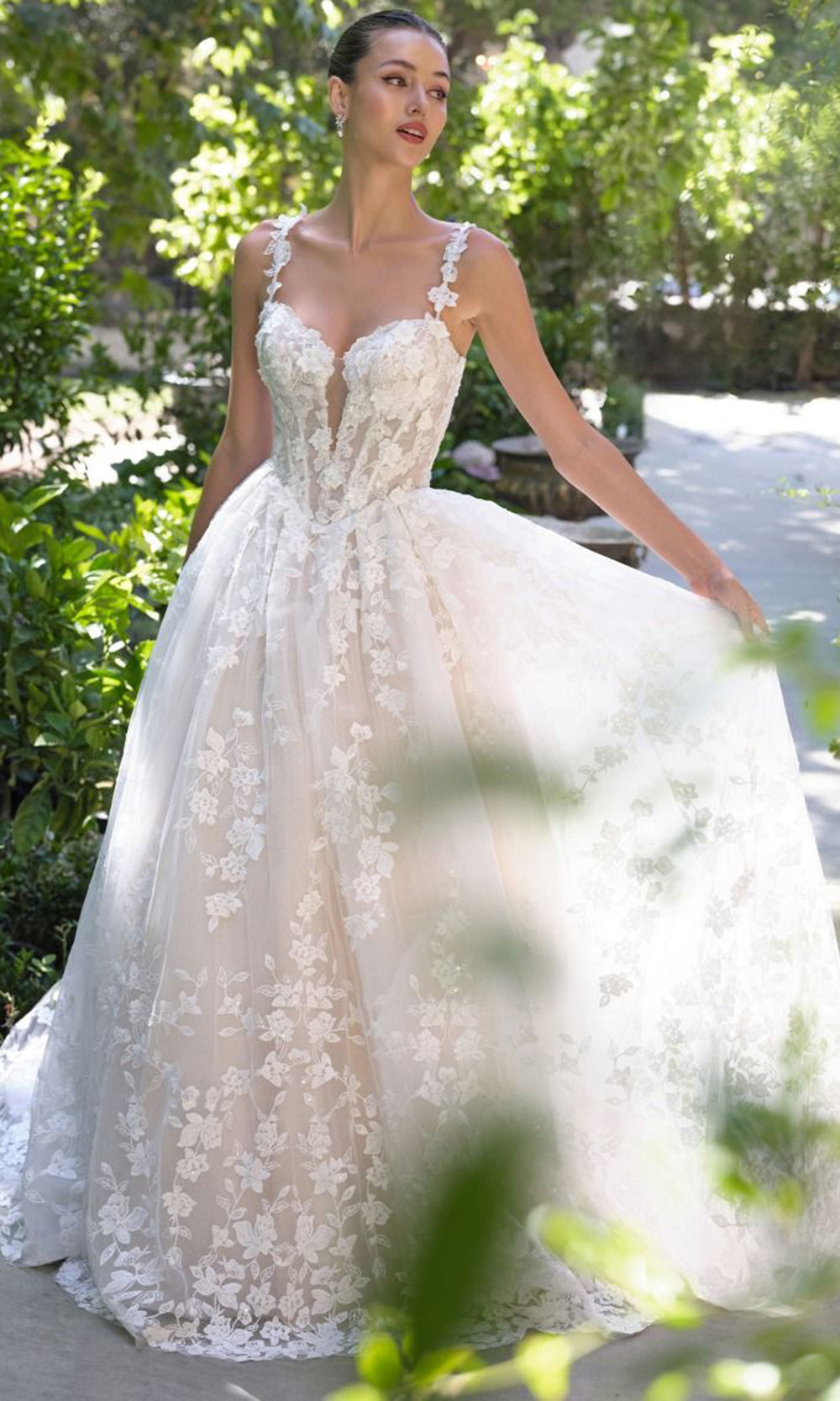 Andrea and Leo WL058 - Floral Applique Sleeveless Tulle Gown Ball Gowns