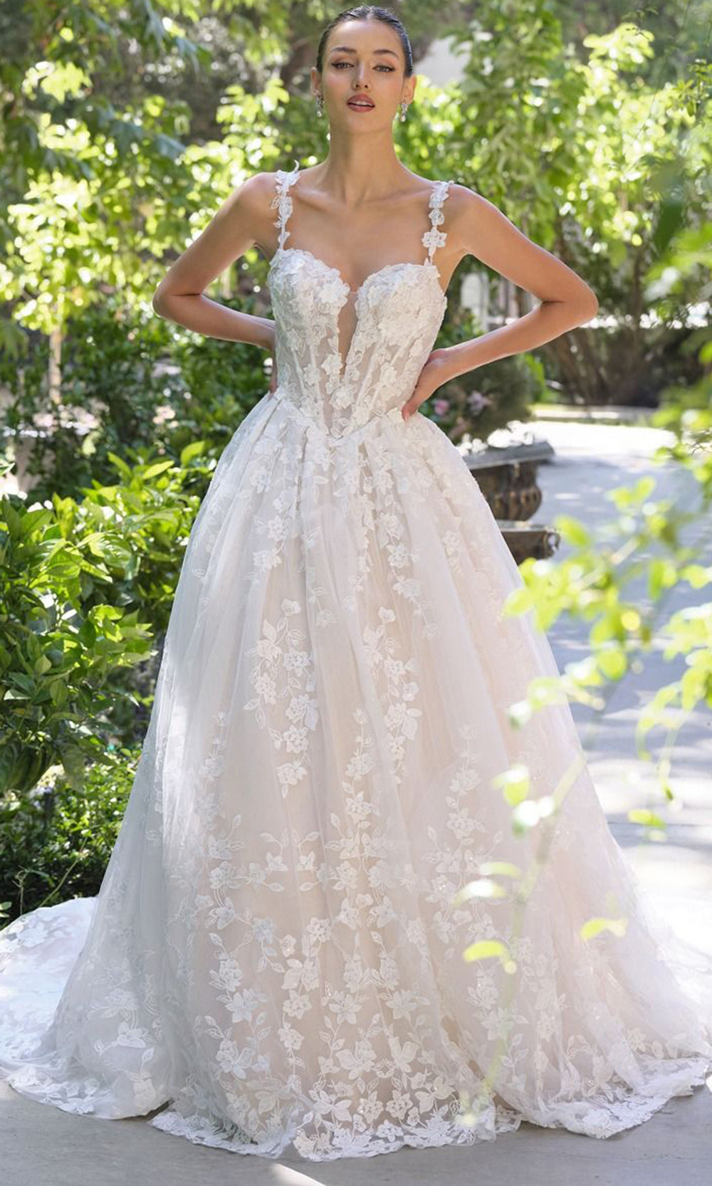 Andrea and Leo WL058 - Floral Applique Sleeveless Tulle Gown Ball Gowns