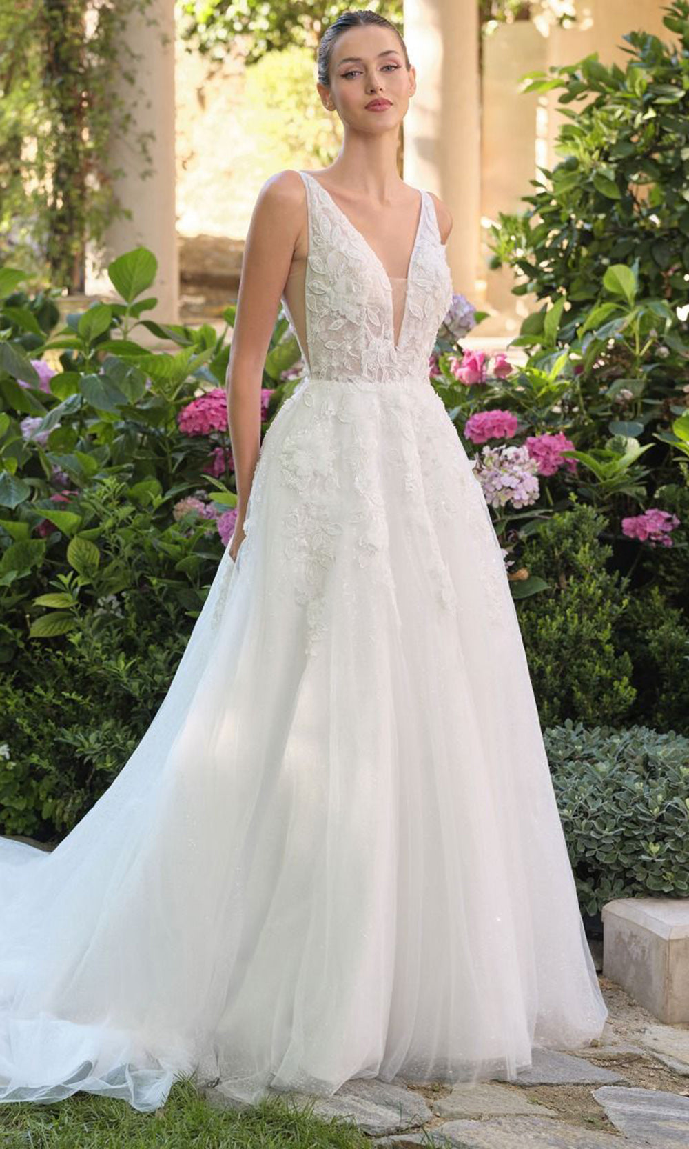 Andrea and Leo WL064 - Sleeveless Embroidered Tulle Ballgown Ball Gowns