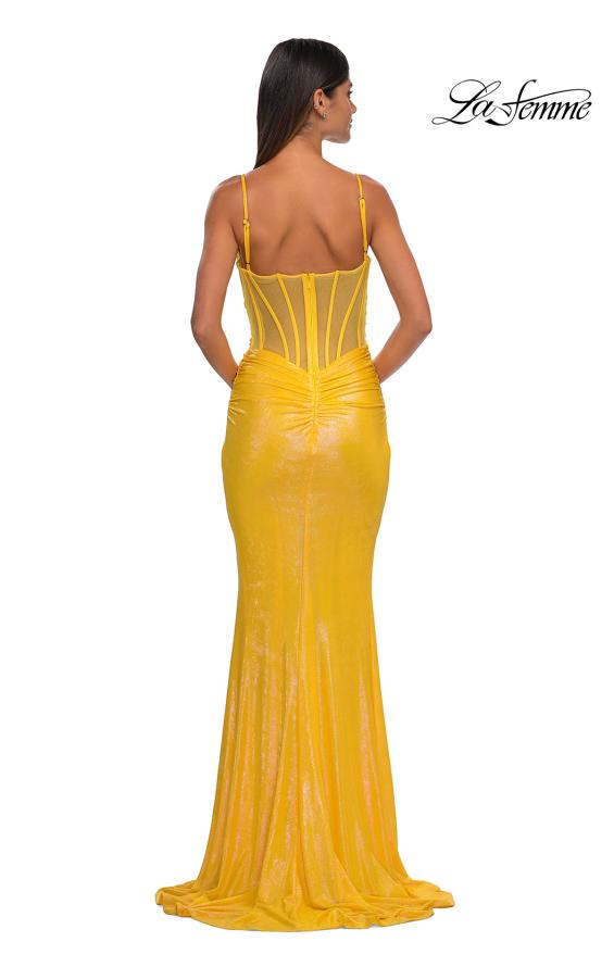 La Femme 33034 - V-Neck Exposed Boning Prom Gown