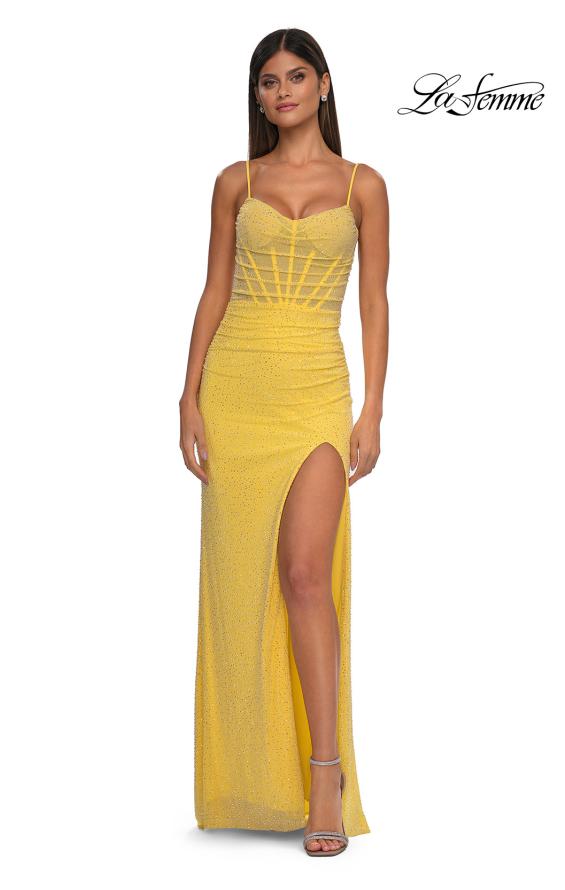 La Femme 32578 - Sweetheart Ruched Corset Prom Gown