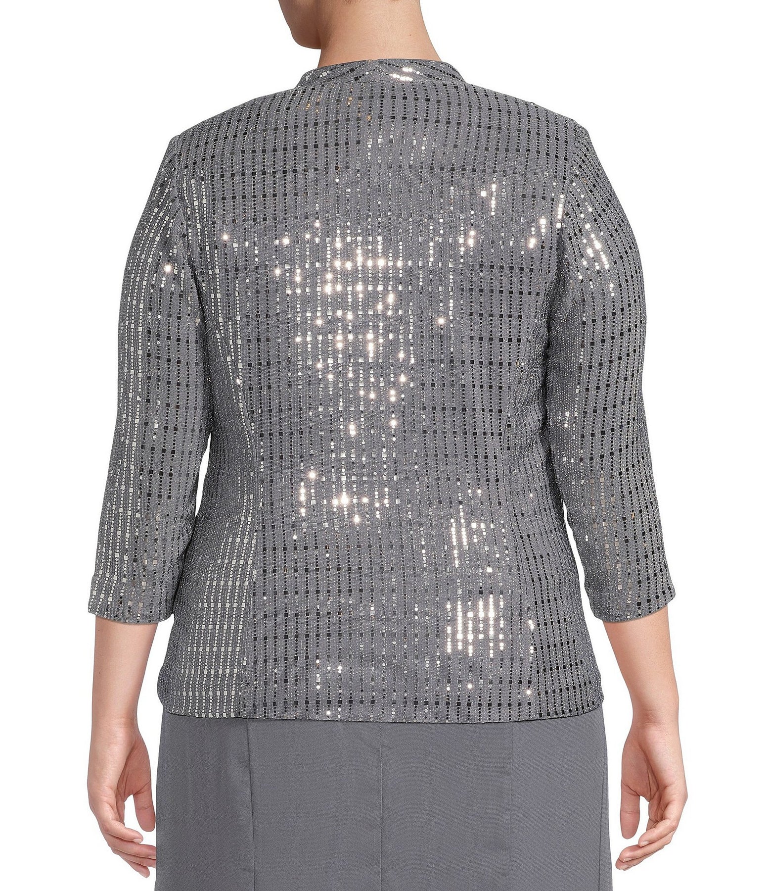 Alex Evenings 8427627 - Square Metallic Sequin Formal Dress In Gray