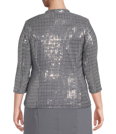 Alex Evenings 8427627 - Square Metallic Sequin Formal Dress In Gray