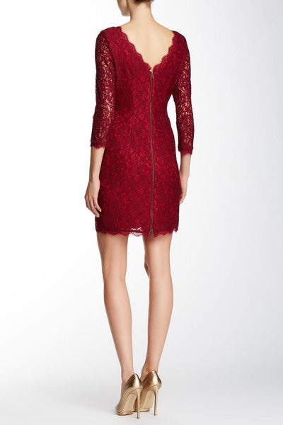 Adrianna Papell - 41864780 Quarter Length Sleeve Lace Dress in Red