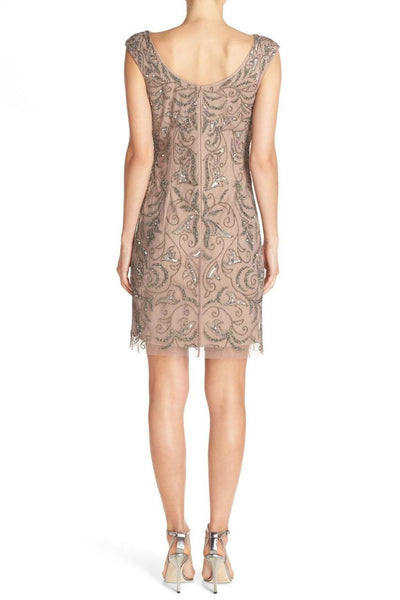 Adrianna Papell - Beaded Crochet Lace Dress 41888060 in Neutral