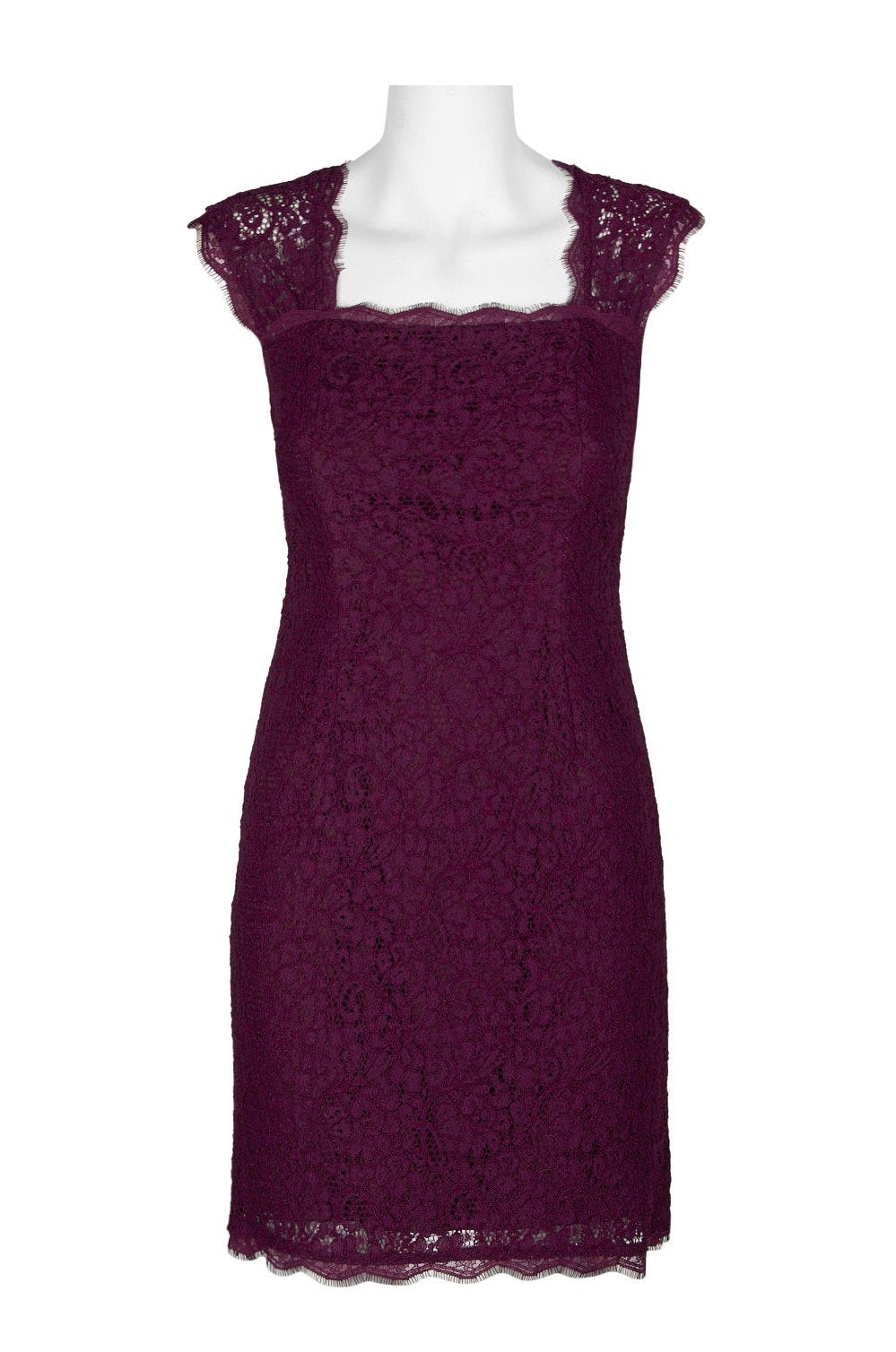 Adrianna Papell - 41895460 Floral Lace Square Neck Cutout Dress In Purple