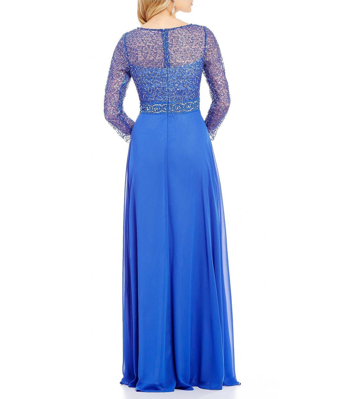 Decode 1.8 - Jewel Neckline Chiffon Long Dress 182734 in Blue