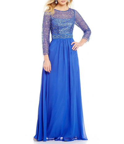 Decode 1.8 - Jewel Neckline Chiffon Long Dress 182734 in Blue
