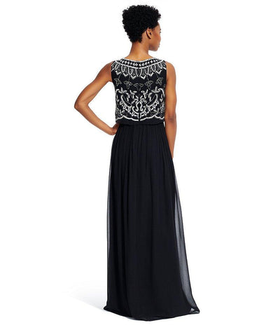 Adrianna Papell - Sequined Bateau Neck Dress 91928840 in Black and White