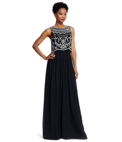 Adrianna Papell - Sequined Bateau Neck Dress 91928840 in Black and White
