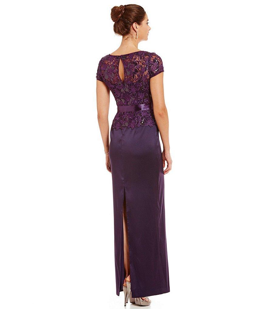 Adrianna Papell - Lace Long Dress 81929760 in Purple