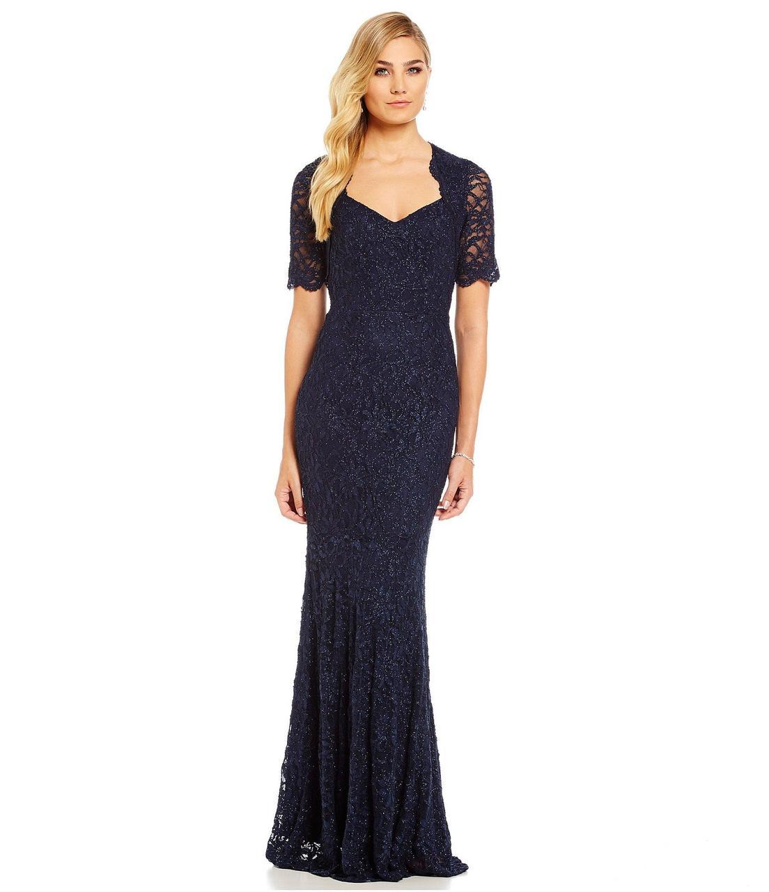 Decode 1.8 - Lace Queen Anne Neck Dress 183465 in Blue