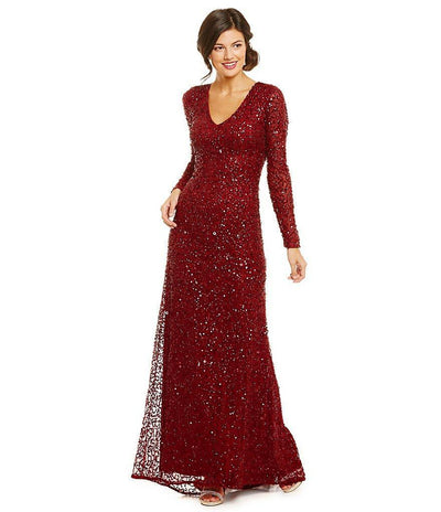 Adrianna Papell - Sequined Long Dress 91915662 in Red
