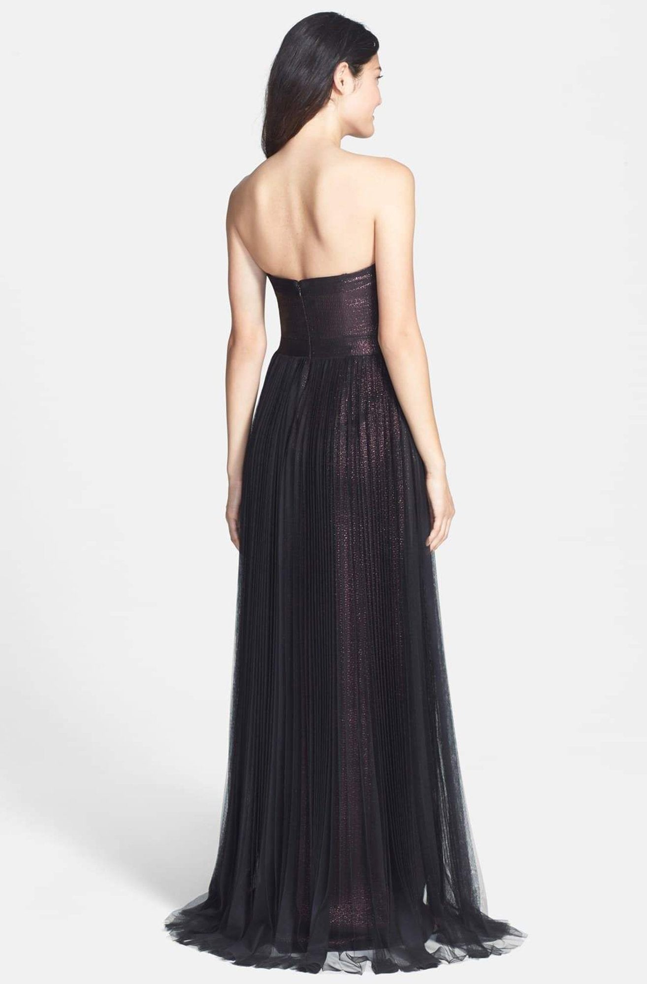 Adrianna Papell - 91898900 Strapless Metallic Jacquard Long Gown In Purple