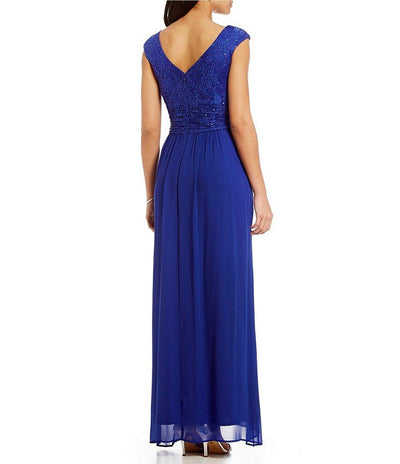 Sangria - DWKOJ57 Sequin V-neck A-line Dress in Blue