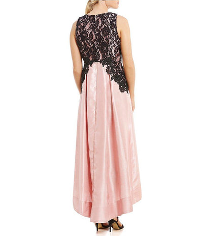 Sangria - SAFC1152 Lace Jewel A-line Dress in Black and Pink