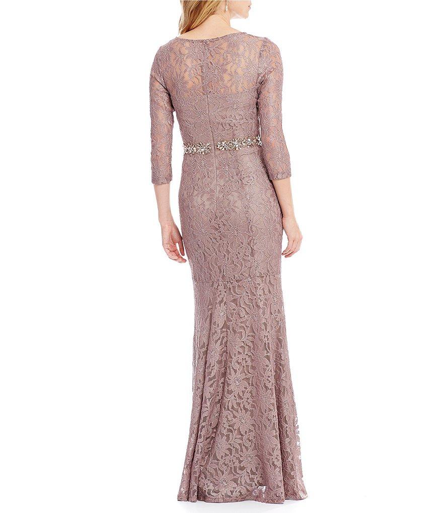 Decode 1.8 - 184138 Long Sleeves Lace Evening Gown in Gray