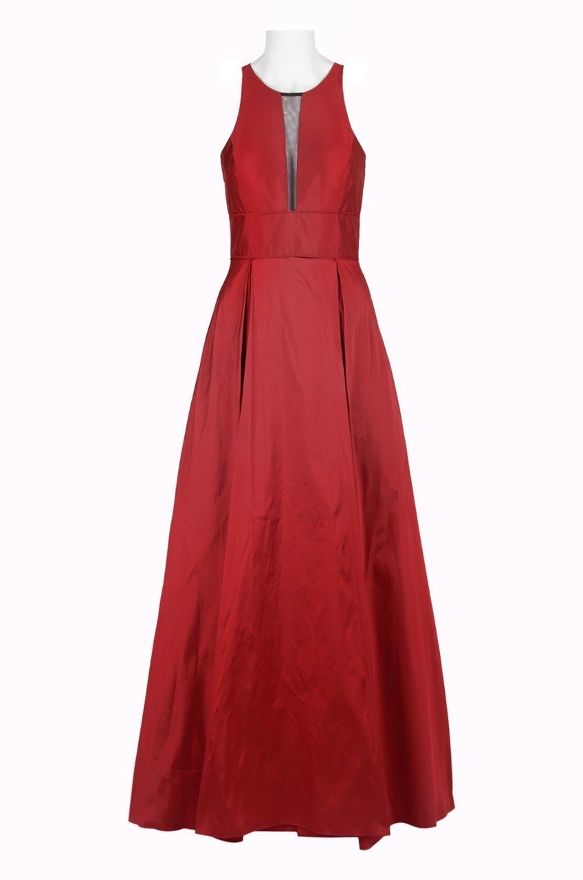 Aidan Mattox - 54467610 Sleeveless Illusion Taffeta Evening Gown in Red