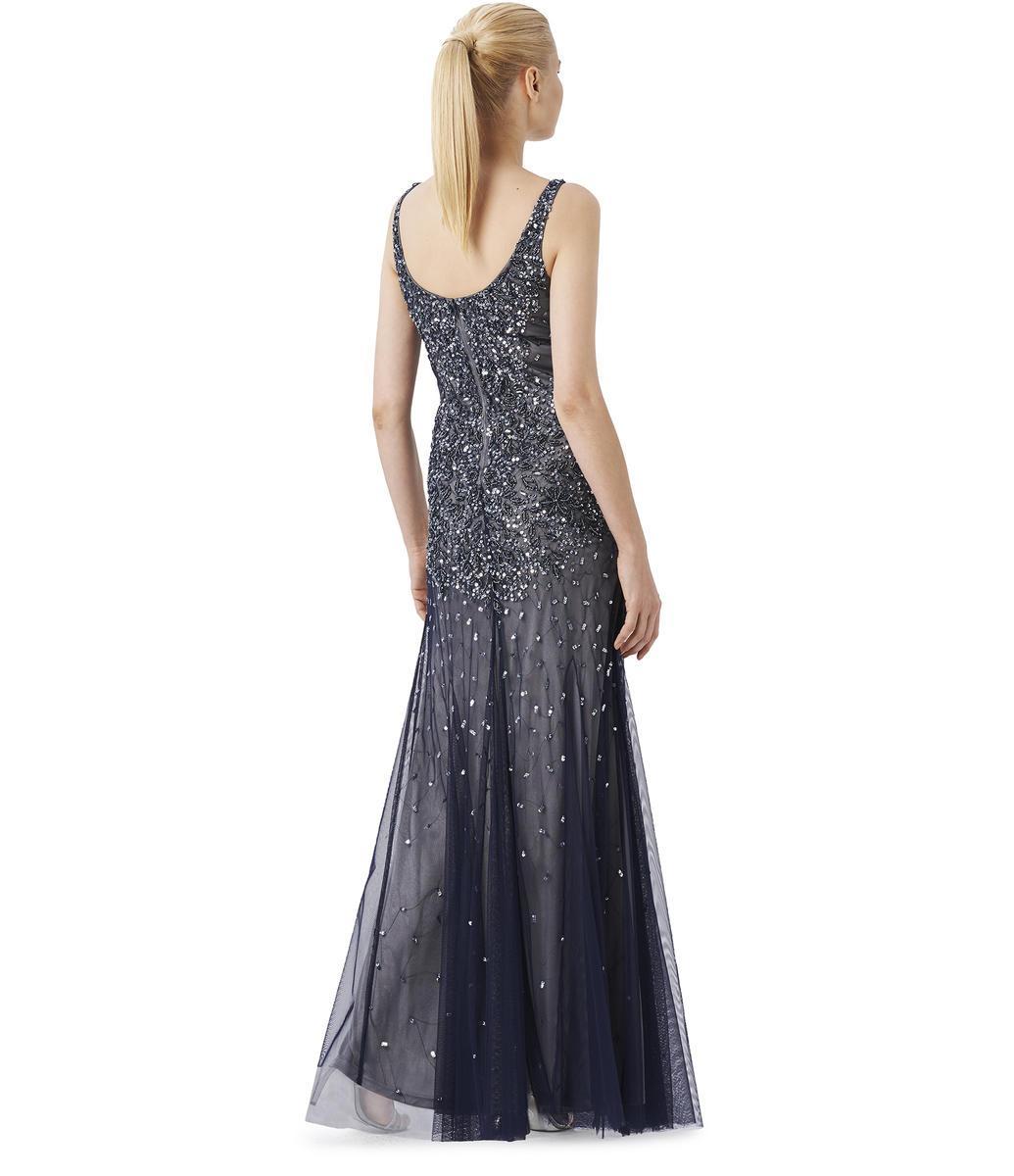 Adrianna Papell - Square Neck Sleeveless Sparkling Gown 91895430 in Blue
