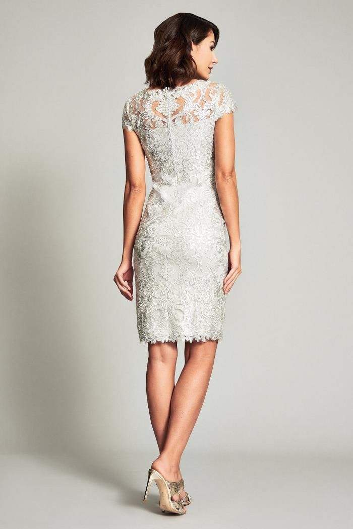 Tadashi Shoji - Embroidered Lace Bateau Fitted Dress Wedding Guest