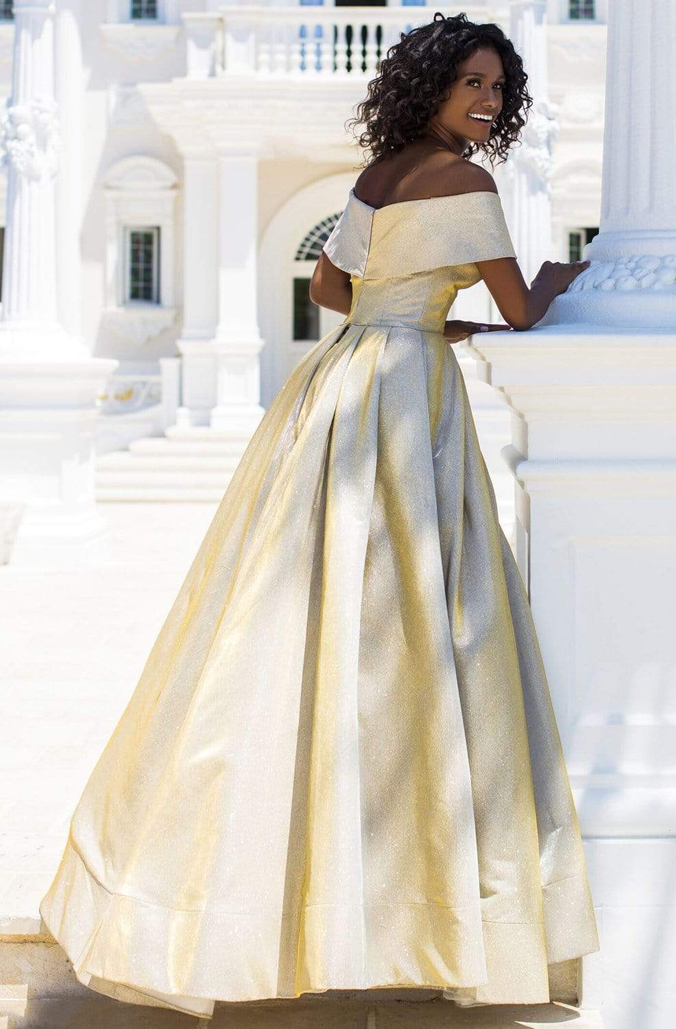 Tarik Ediz - 50760 Off-Shoulder Pleated A-line Dress Prom Dresses