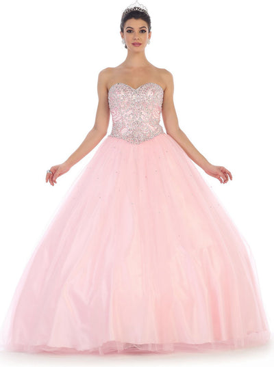 May Queen - LK83 Bejeweled Sweetheart Evening Gown In Pink