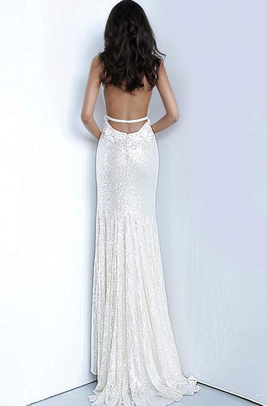 Jovani - 1012SC Sequined Lace Deep Sweetheart Gown