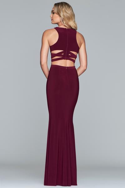 Faviana - Two Piece Halter Jersey Fitted Dress 10206 In Red