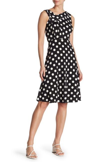 Taylor - 1379M Polka Dot Jersey A-line Dress In Black and White