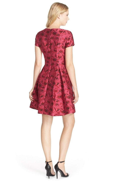 Taylor - 5913M Short Sleeve Rosebud Dress in Black Rose
