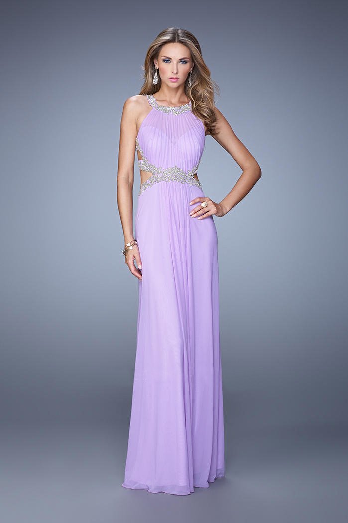 La Femme - 21101 Stunning Illusion Cutout Evening Dress In Purple