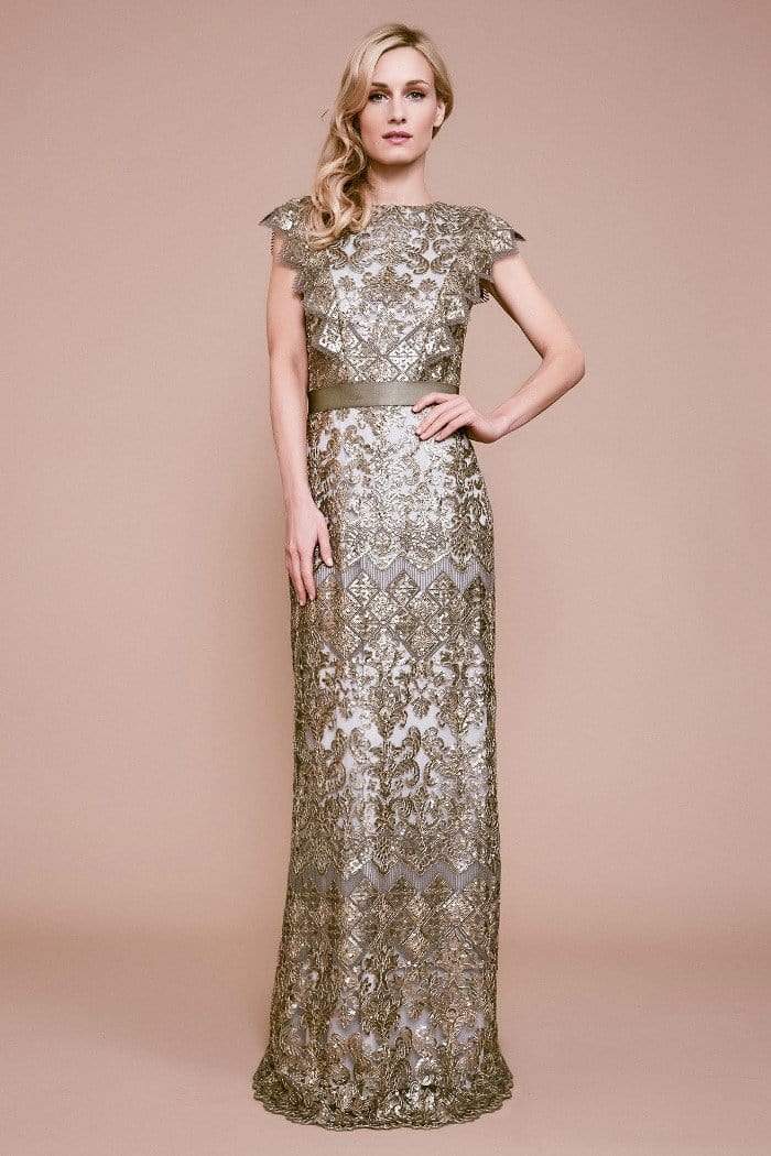 Tadashi Shoji - Nishay Sequin Embroidered Gown Mother of the Bride Dresses 0 / Smoked Grey