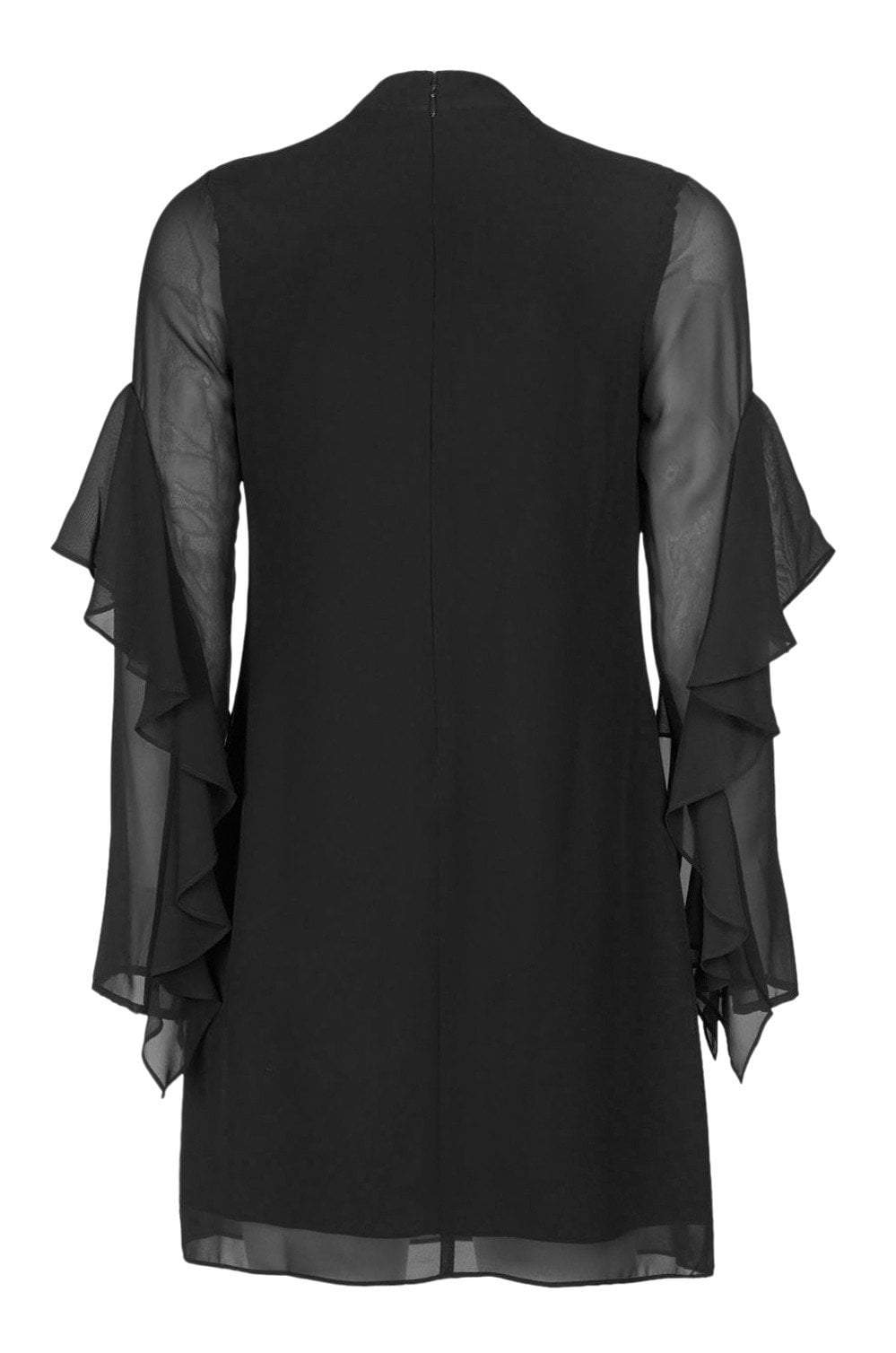 Sam Edelman - 10F091 Cutout Front Draped Sleeves Chiffon Short Dress in Black
